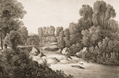 Schloss und Schlossgarten Schwetzingen - Wehr - Tafel 8 des Buchs "Hermann von Pückler-Muskau: Andeutungen über Landschaftsgärtnerei - Verbunden mit der Beschreibung ihrer praktischen Anwendung in Muskau - 1834" (Bildnachweis: https://doi.org/10.11588/diglit.1669, gemeinfrei) Schloss und Schlossgarten Schwetzingen - Wehr - Tafel 8 des Buchs "Hermann von Pückler-Muskau: Andeutungen über Landschaftsgärtnerei - Verbunden mit der Beschreibung ihrer praktischen Anwendung in Muskau - 1834" (Bildnachweis: https://doi.org/10.11588/diglit.1669, gemeinfrei)