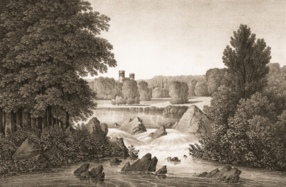 Schloss und Schlossgarten Schwetzingen - Wehr - Tafel 10 des Buchs "Hermann von Pückler-Muskau: Andeutungen über Landschaftsgärtnerei - Verbunden mit der Beschreibung ihrer praktischen Anwendung in Muskau - 1834" (Bildnachweis: https://doi.org/10.11588/diglit.1669, gemeinfrei) Schloss und Schlossgarten Schwetzingen - Wehr - Tafel 10 des Buchs "Hermann von Pückler-Muskau: Andeutungen über Landschaftsgärtnerei - Verbunden mit der Beschreibung ihrer praktischen Anwendung in Muskau - 1834" (Bildnachweis: https://doi.org/10.11588/diglit.1669, gemeinfrei)