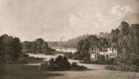 Schloss und Schlossgarten Schwetzingen - Muskauer Park: Blick auf die Fasanerie, den Fluss, das Bad und die Alaunberge - Tafel 21 des Buchs "Hermann von Pückler-Muskau: Andeutungen über Landschaftsgärtnerei - Verbunden mit der Beschreibung ihrer praktischen Anwendung in Muskau - 1834" (Bildnachweis: https://doi.org/10.11588/diglit.1669, gemeinfrei) Schloss und Schlossgarten Schwetzingen - Muskauer Park: Blick auf die Fasanerie, den Fluss, das Bad und die Alaunberge - Tafel 21 des Buchs "Hermann von Pückler-Muskau: Andeutungen über Landschaftsgärtnerei - Verbunden mit der Beschreibung ihrer praktischen Anwendung in Muskau - 1834" (Bildnachweis: https://doi.org/10.11588/diglit.1669, gemeinfrei)