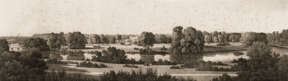 Schloss und Schlossgarten Schwetzingen - Muskauer Park: Blick vom Tempel der Beharrlichkeit - Tafel 22 des Buchs "Hermann von Pückler-Muskau: Andeutungen über Landschaftsgärtnerei - Verbunden mit der Beschreibung ihrer praktischen Anwendung in Muskau - 1834" (Bildnachweis: https://doi.org/10.11588/diglit.1669, gemeinfrei) Schloss und Schlossgarten Schwetzingen - Muskauer Park: Blick vom Tempel der Beharrlichkeit - Tafel 22 des Buchs "Hermann von Pückler-Muskau: Andeutungen über Landschaftsgärtnerei - Verbunden mit der Beschreibung ihrer praktischen Anwendung in Muskau - 1834" (Bildnachweis: https://doi.org/10.11588/diglit.1669, gemeinfrei)
