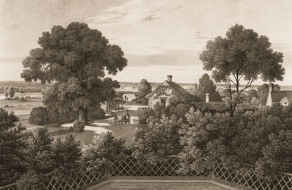 Schloss und Schlossgarten Schwetzingen - Muskauer Park: Aussicht vom englischen Haus - Tafel 27 des Buchs "Hermann von Pückler-Muskau: Andeutungen über Landschaftsgärtnerei - Verbunden mit der Beschreibung ihrer praktischen Anwendung in Muskau - 1834" (Bildnachweis: https://doi.org/10.11588/diglit.1669, gemeinfrei) Schloss und Schlossgarten Schwetzingen - Muskauer Park: Aussicht vom englischen Haus - Tafel 27 des Buchs "Hermann von Pückler-Muskau: Andeutungen über Landschaftsgärtnerei - Verbunden mit der Beschreibung ihrer praktischen Anwendung in Muskau - 1834" (Bildnachweis: https://doi.org/10.11588/diglit.1669, gemeinfrei)