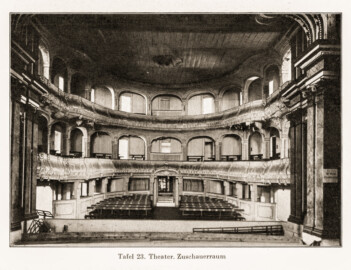 Schloss und Schlossgarten Schwetzingen - Theater. Zuschauerraum (Bildnachweis: Tafel 23 aus "Max Schmechel: Nicolaus von Pigage’s Schwetzinger Entwürfe und Bauten - Dissertation – 1923"; Reproduktion durch Dr. Manfred Schneider, August 2023) Schloss und Schlossgarten Schwetzingen - Theater. Zuschauerraum (Bildnachweis: Tafel 23 aus "Max Schmechel: Nicolaus von Pigage’s Schwetzinger Entwürfe und Bauten - Dissertation – 1923"; Reproduktion durch Dr. Manfred Schneider, August 2023)