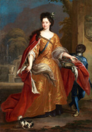 Schloss und Schlossgarten Schwetzingen - Bildnis der Anna Maria Luisa de' Medici, zweite Gemahlin des Kurfürsten Johann Wilhelm (1658-1716), um 1708-1714 (Maler: Anton Schoonjans (1655-1726); Bildnachweis: Bayerische Staatsgemäldesammlungen, https://www.sammlung.pinakothek.de/de/artwork/A9xlangLWv, CC BY-SA 4.0)