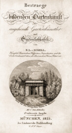 Schloss und Schlossgarten Schwetzingen - Titelblatt von "Friedrich Ludwig von Sckell: Beitraege zur bildenden Gartenkunst für angehende Gartenkünstler und Gartenliebhaber, 1825" (Bildnachweis: https://doi.org/10.11588/diglit.1689, gemeinfrei)