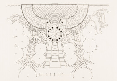 Schloss und Schlossgarten Schwetzingen - Apollotempel, Grundriss - Zeichnung von Wilhelm Schweitzer, 1930 (Bildnachweis: Die Kunstdenkmäler des Amtsbezirks Mannheim – Stadt Schwetzingen – 1933) Schloss und Schlossgarten Schwetzingen - Apollotempel, Grundriss - Zeichnung von Wilhelm Schweitzer, 1930 (Bildnachweis: Die Kunstdenkmäler des Amtsbezirks Mannheim – Stadt Schwetzingen – 1933)