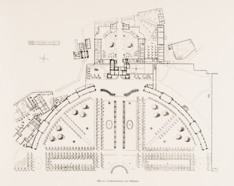 Schloss und Schlossgarten Schwetzingen - Gesamtsituation des Schlosses - Zeichnung von Wilhelm Schweitzer, 1930 (Bildnachweis: Die Kunstdenkmäler des Amtsbezirks Mannheim – Stadt Schwetzingen – 1933)