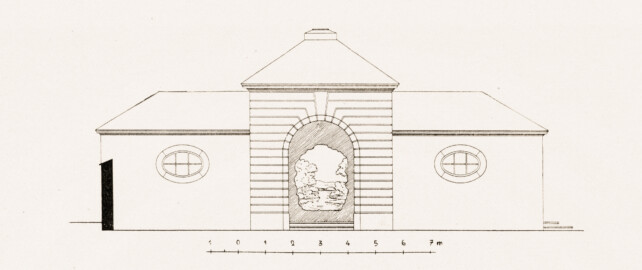Schloss und Schlossgarten Schwetzingen - Perspektiv, Aufriss der Südseite - Zeichnung von Wilhelm Schweitzer, 1930 (Bildnachweis: Die Kunstdenkmäler des Amtsbezirks Mannheim – Stadt Schwetzingen – 1933) Schloss und Schlossgarten Schwetzingen - Perspektiv, Aufriss der Südseite - Zeichnung von Wilhelm Schweitzer, 1930 (Bildnachweis: Die Kunstdenkmäler des Amtsbezirks Mannheim – Stadt Schwetzingen – 1933)