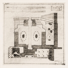 Schloss und Schlossgarten Schwetzingen - Zeyher, Plan für die Bepflanzung des Schlosshofes, um 1804 - GLA Karlsruhe (Bildnachweis: Die Kunstdenkmäler des Amtsbezirks Mannheim – Stadt Schwetzingen – 1933)