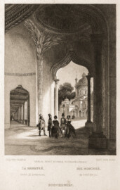 Schloss und Schlossgarten Schwetzingen - Tafel "Die Moschee" - Auszug aus "Johann Michael Zeyher: Schwetzingen und seine Gartenanlagen - Mit Kupfern und dem Plane des Gartens - Schwetzingen - ca.1820" - Universitätsbibliothek Heidelberg - https://doi.org/10.11588/diglit.1436#0003 - Public Domain