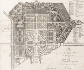 Schloss und Schlossgarten Schwetzingen - Tafel "Plan von dem Großherzoglichen Badischen Schlossgarten zu Schwetzingen" - Auszug aus "Johann Michael Zeyher: Schwetzingen und seine Gartenanlagen - Mit Kupfern und dem Plane des Gartens - Schwetzingen - ca. 1820" - Universitätsbibliothek Heidelberg - https://doi.org/10.11588/diglit.1436#0198 - Public Domain