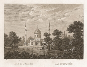 Schloss und Schlossgarten Schwetzingen - Tafel "Die Moschee" - Auszug aus "Johann Michael Zeyher: Der Schwetzinger Garten - In malerischen Ansichten gezeichnet - Mannheim - ca. 1830" - Universitätsbibliothek Heidelberg - https://doi.org/10.11588/diglit.1437#0003 - Public Domain