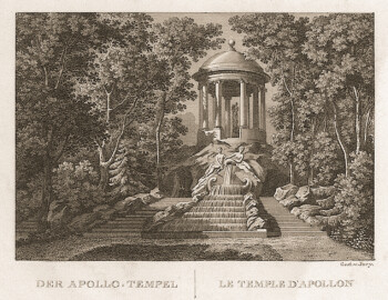 Schloss und Schlossgarten Schwetzingen - Tafel "Der Apollo-Tempel" - Auszug aus "Johann Michael Zeyher: Der Schwetzinger Garten - In malerischen Ansichten gezeichnet - Mannheim - ca. 1830" - Universitätsbibliothek Heidelberg - https://doi.org/10.11588/diglit.1437#0007 - Public Domain
