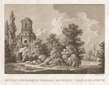 Schloss und Schlossgarten Schwetzingen - Tafel "Ruinen des Merkur-Tempels" - Auszug aus "Johann Michael Zeyher: Der Schwetzinger Garten - In malerischen Ansichten gezeichnet - Mannheim - ca. 1830" - Universitätsbibliothek Heidelberg - https://doi.org/10.11588/diglit.1437#0008 - Public Domain