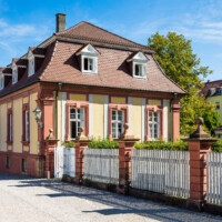 Schloss Bruchsal - Mundkochwohnung - Von Außen / Von Südwest - Blick vom Westende des Kammerflügels auf die Mundkochwohnung (aufgenommen im September 2018, am späten Vormittag)
