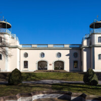 Bruchsal - Belvedere / Schießhaus - Von Außen / Von Westen - Blick auf die Westfassade des Belvedere (ursprünglich erbaut 1756-61 nach Plänen von Leonhard Stahl) (aufgenommen im Februar 2019, am Nachmittag)