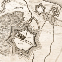 Philippsburg - Karte von Philipsburg, Matthäus Merian der Ältere, 1645 - Seite 72/73 (116) aus "Martin Zeiller, Matthäus Merian: Topographia Palatinatus Rheni et vicinarum Regionum - Das ist, Beschreibung vnd Eigentliche Abbildung der Vornemsten Statte, Plätz der Vntern Pfaltz am Rhein Vnd Benachbarten Landschafften, als der Bistümer Wormbs Vnd Speÿer, der Bergstraß, des Wessterreichs, Hundsrücks, Zweÿbrüggen, etc. - 1645 / ca. 1672" (Bildnachweis: Uni Heidelberg, https://doi.org/10.11588/diglit.14568, Public Domain)