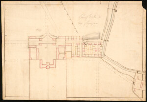Schloss Bruchsal - Pläne des Schlosses von Bruchsal, ca. 1732-1740 (Bildnachweis: Österreichische Nationalbibliothek, Signatur: "ALB *Port 16,8, Pläne KAR MAG", Blatt 2, http://data.onb.ac.at/rec/AC04465947 )