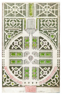 Schloss und Schlossgarten Schwetzingen - Johann Ludwig Petri: Schwetzingen, Gartenplan des Parterres, 1753 (Gartenplaner: Johann Ludwig Petri (1714 - 1794), Datierung: 1753, Feder/Tusche, Pinsel/Tusche, Aquarell über Bleistift, Breite x Höhe 65 x 41,3 cm; Bildnachweis: © Kurpfälzisches Museum Heidelberg, Inv.-Nr. Z 1875, Foto: K. Gattner; mit freundlicher Genehmigung des Kurpfälzischen Museums)